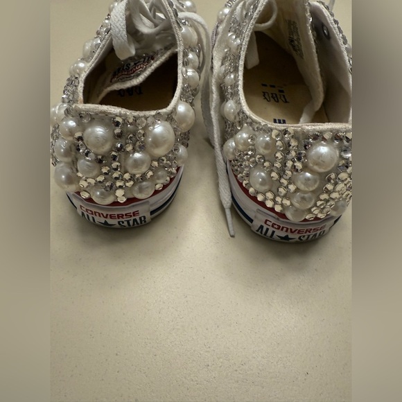 Hand Beaded and Crystal Converse All Star Low Top Sneakers - Picture 6 of 10
